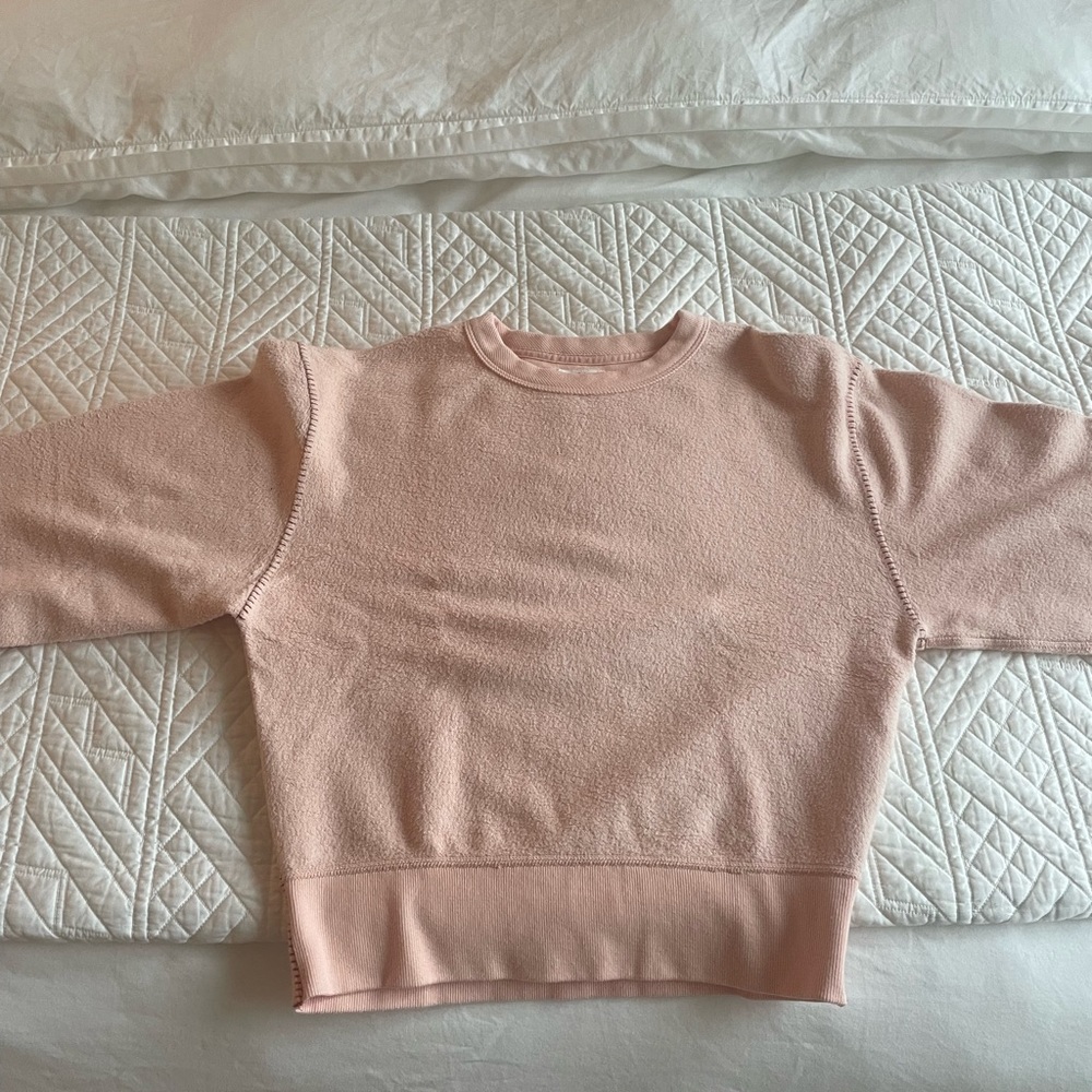 Rag & Bone baby pink sweater with dark pink stitching size Small/Petite